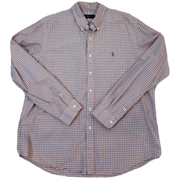 Ralph Lauren ~Men's Size XL~ Blue/Orange Button-Up Long Sleeve Shirt 100% Cotton - Picture 1 of 12
